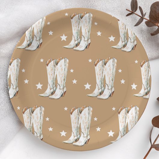 Western Country Cowgirl Boots Bruin Verjaardagsfee Papieren Bordje