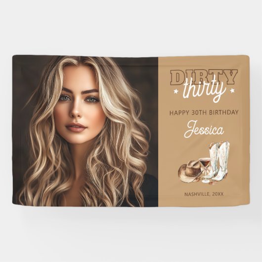 Western Country Dirty Thirty 30th Birthday Photo Spandoek (Horizontaal)
