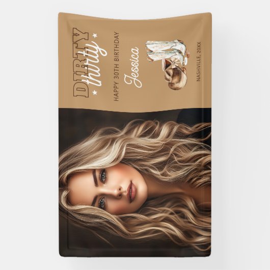 Western Country Dirty Thirty 30th Birthday Photo Spandoek (Verticaal)