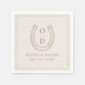 Western Country Horseshoe Brown Monogram Wedding Servet (Voorkant)