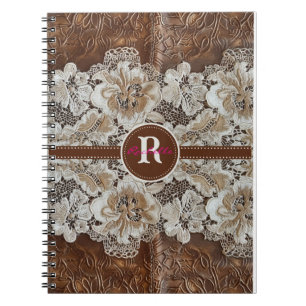 Western Country Leather n Lace Initiaal Naam Notitieboek