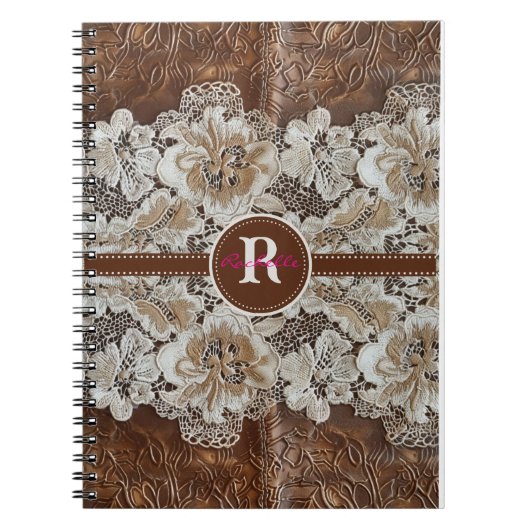 Western Country Leather n Lace Initiaal Naam Notitieboek (Voorkant)