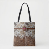 Western Country Leather n Lace Initiaal Naam Tote Bag (Voorkant)
