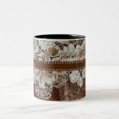 Western Country Leather n Lace Initiaal Naam Tweekleurige Koffiemok (Center)