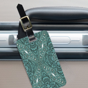 Western Country mode Teal Turquoise Leder Bagagelabel