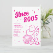 Western Country Pink Disco 21ste Verjaardagsfeest Kaart (Staand voorkant)
