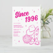 Western Country Pink Disco 30ste Verjaardagsfeest Kaart (Staand voorkant)