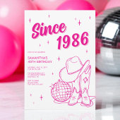 Western Country Pink Disco 40ste Verjaardagsfeest Kaart