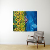 western country red barn summer sunflower field wandkleed (In Situ (horizontaal))