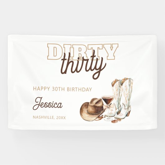 Western Country White Dirty Thirty 30th Birthday Spandoek (Horizontaal)