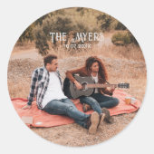 Western Couple Photo Wedding Ronde Sticker (Voorkant)