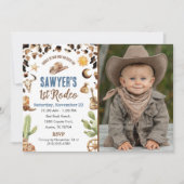 Western Cowboy “1st Rodeo” Birthday Invitation Kaart (Voorkant)