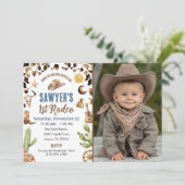 Western Cowboy “1st Rodeo” Birthday Invitation Kaart (Staand voorkant)