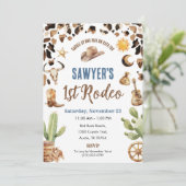 Western Cowboy “1st Rodeo” Birthday Invitation Kaart (Staand voorkant)