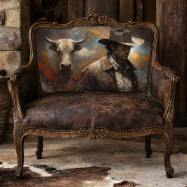 Western Cowboy and Longhorn Art Decoupage Tissuepapier