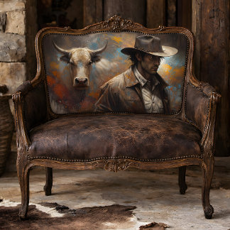 Western Cowboy and Longhorn Art Decoupage Tissuepapier