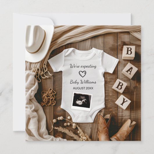 Western Cowboy Baby Announcement Kaart (Voorkant)