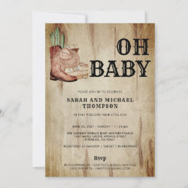 Western Cowboy Baby Shower Cactus Hat Boots Kaart