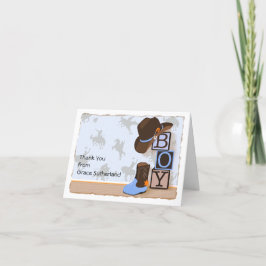 Western Cowboy Baby shower dank u Bedankkaart