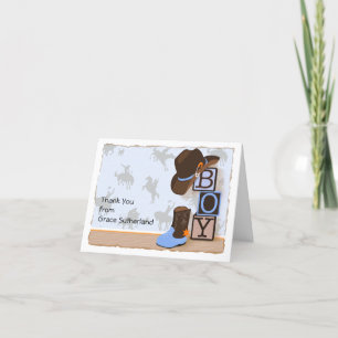 Western Cowboy Baby shower dank u Bedankkaart