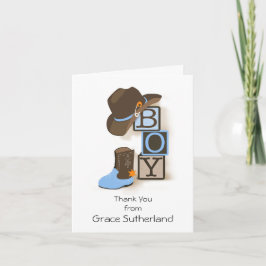 Western Cowboy Baby shower dank u nota Notitiekaartje
