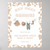 Western Cowboy Baby shower Hoeveel Snoepjes spel Poster (Voorkant)