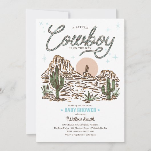 Western Cowboy Baby shower Kaart (Voorkant)