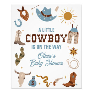 Western Cowboy Baby shower teken Foto Afdruk