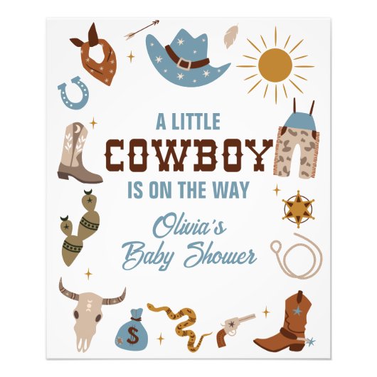 Western Cowboy Baby shower teken Foto Afdruk (Voorkant)
