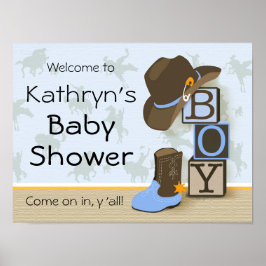 Western Cowboy Baby shower teken Poster