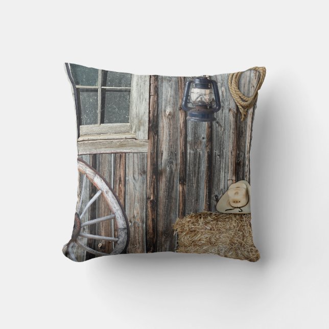Western Cowboy Barn Pillow Kussen (Voorkant)