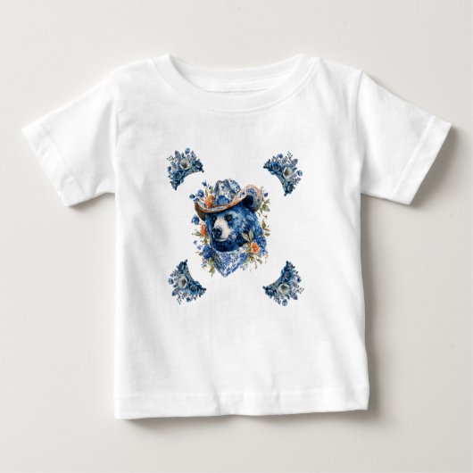 Western Cowboy Bear - Blue Bear with Floral Bandan (Voorkant)