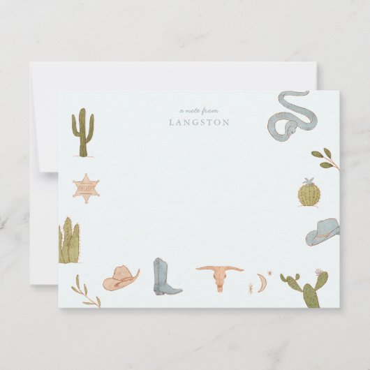 Western Cowboy Blauw Kinder Notitiekaartje (Voorkant)