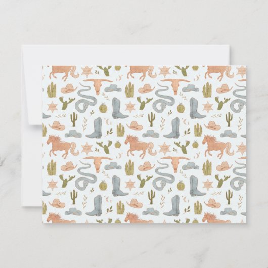 Western Cowboy Blauw Kinder Notitiekaartje (Achterkant)