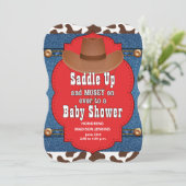 Western Cowboy Blue Baby shower Kaart (Staand voorkant)