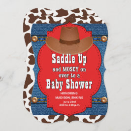 Western Cowboy Blue Baby shower Kaart