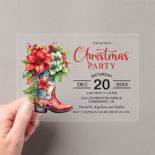 Western Cowboy Boot Kerstfeest Acryl Uitnodigingen (Insitu (Draagbaar))