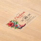 Western Cowboy Boot Kerstfeest Acryl Uitnodigingen (Laagn)