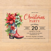 Western Cowboy Boot Kerstfeest Acryl Uitnodigingen (Voorkant)