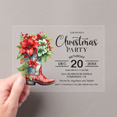 Western Cowboy Boot Kerstfeest Acryl Uitnodigingen (Insitu (Draagbaar))