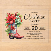 Western Cowboy Boot Kerstfeest Acryl Uitnodigingen (Voorkant)
