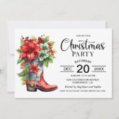 Western Cowboy Boot Kerstfeest Kaart (Voorkant)