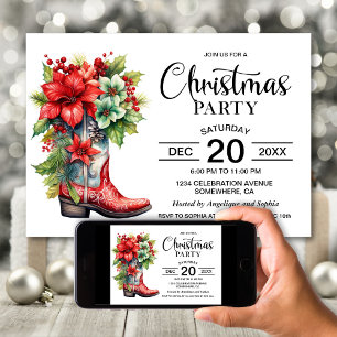 Western Cowboy Boot Kerstfeest Kaart