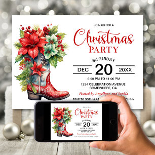 Western Cowboy Boot Kerstfeest Kaart