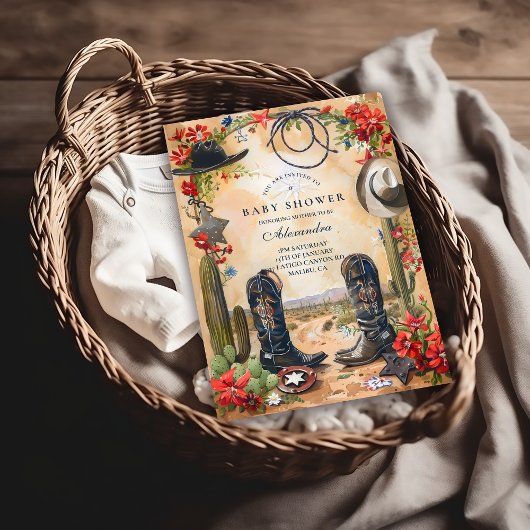 Western Cowboy Boots Baby Shower Kaart
