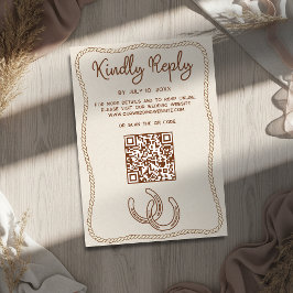 Western Cowboy Boots Barn Wedding Website QR Code RSVP Kaartje