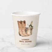 Western Cowboy Boots & Bubbly Vrijgezellenfeest Papieren Bekers (Voorkant)