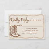 Western Cowboy Boots Casual Just Love Wedding RSVP Kaartje (Voorkant)