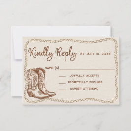 Western Cowboy Boots Casual Just Love Wedding RSVP Kaartje