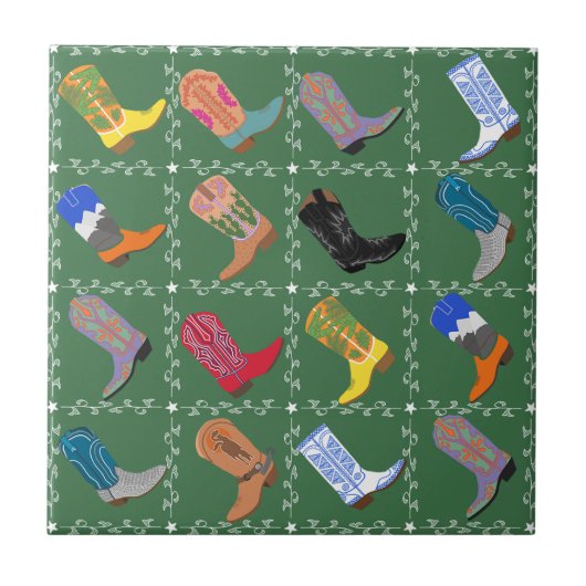 Western Cowboy Boots Ceramic Tile Decor Tegeltje (Voorkant)